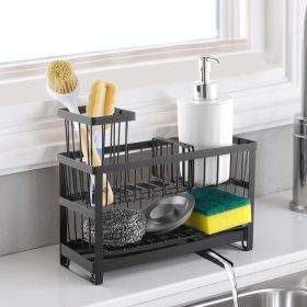 VEVOR Kitchen Sink Caddy Organizer, 2 Tier Sponge Holder for Kitchen Sink with High Brush Holder & Divider, Storage Rack with Rotatable Drainage VEVOR Kitchen Sink Caddy Organizer, 2 Tier Sponge Holder for Kitchen Sink with High Brush Holder & Divider, Storage Rack with Rotatable Drainage