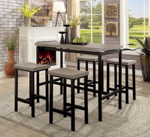 5 Pc Counter Height Table Set Two Tone Design Black Gray Dining Chairs Sturdy Metal Construction PVC Plastic Top Dining Room Furniture 5 Pc Counter Height Table Set Two Tone Design Black Gray Dining Chairs Sturdy Metal Construction PVC Plastic Top Dining Room Furniture